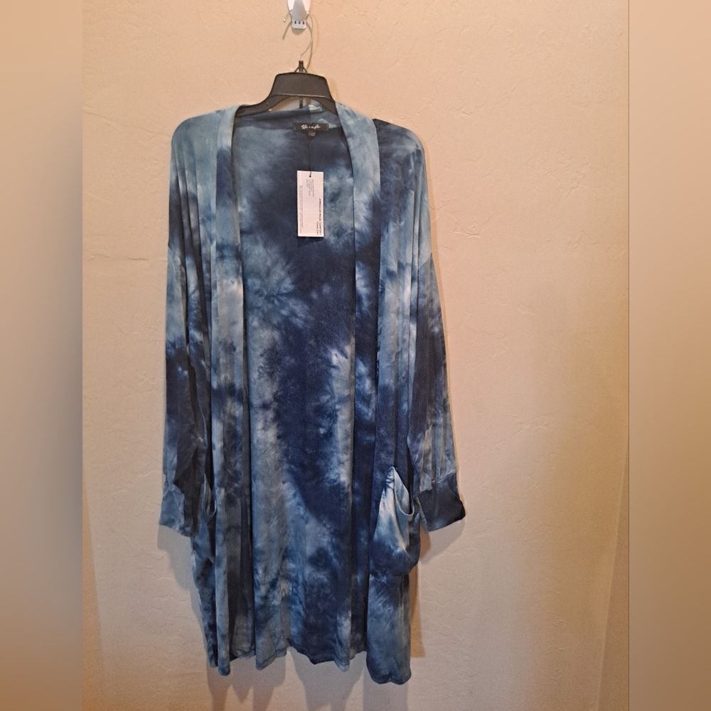 Yana K Open Rayon Blend Mari Cardigan Blue Tie Die